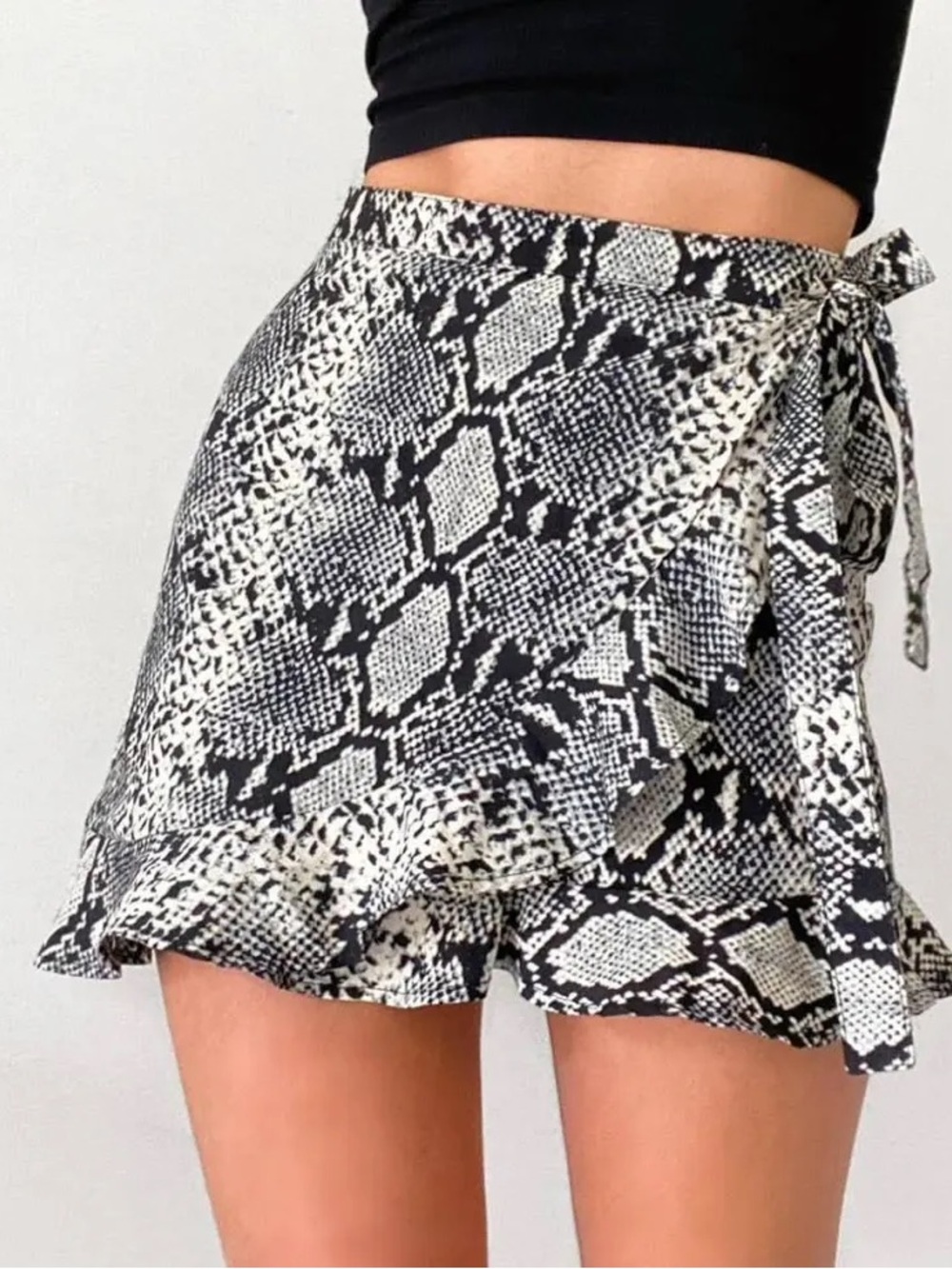 Nasty Gal • Snakeskin Mini Wrap Skirt